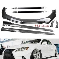 Carbon Fiber Front Bumper Lip Spoiler 86.6" side For Lexus IS Series 