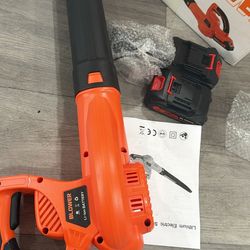 21V Handheld Cordless Leaf Blower with Battery & Charger, 180 CFM 210 MPH (Orange-2*Battery+Charger)