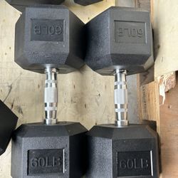 New pair of 60lb rubber dumbbells NEW IN BOX $120 