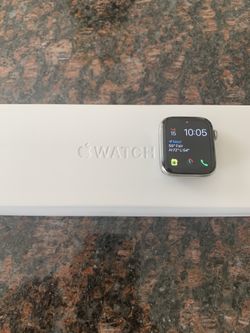 Apple Watch Series 5 44mm stainless steel case White Sport Band Cellular and GPS