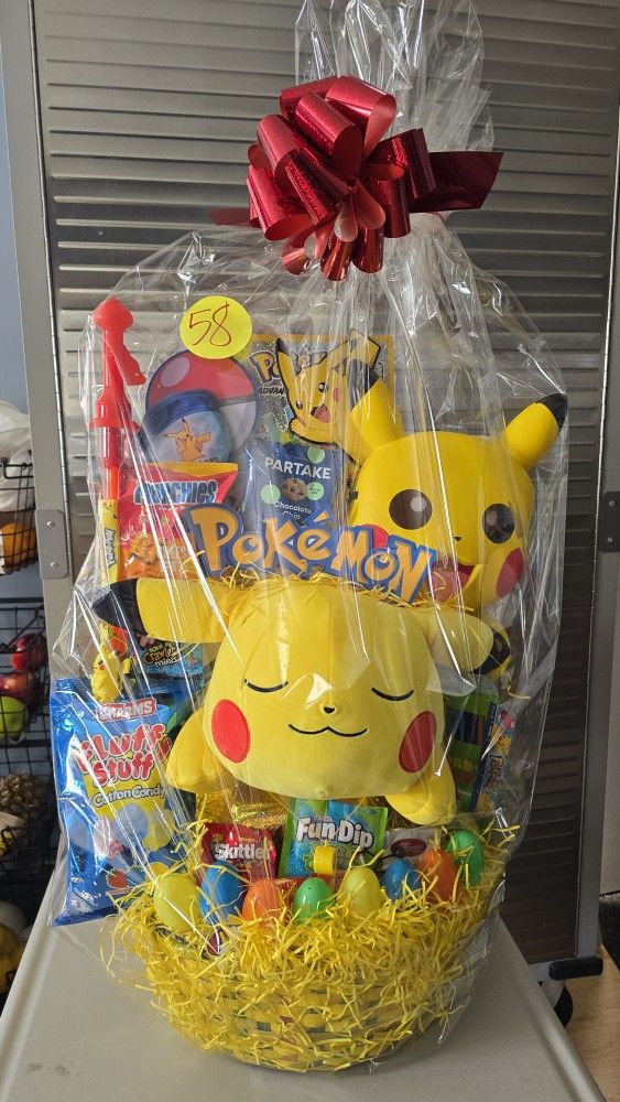 Pokemon Easter Basket Pikachu Plush Toys Candy & More
