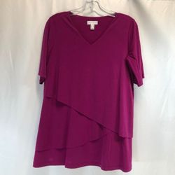 Susan Graver Liquid Knit Elbow Sleeve Tiered Tunic