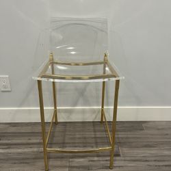 Chiaro Clear Acrylic Counter Stool With Gold Legs