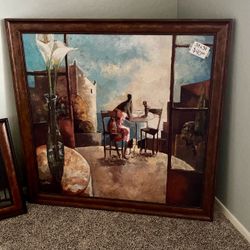 38” Framed Lilies and Balcony Wall Art