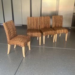 4 Wicker Pottery Barn Chairs - Boho Style