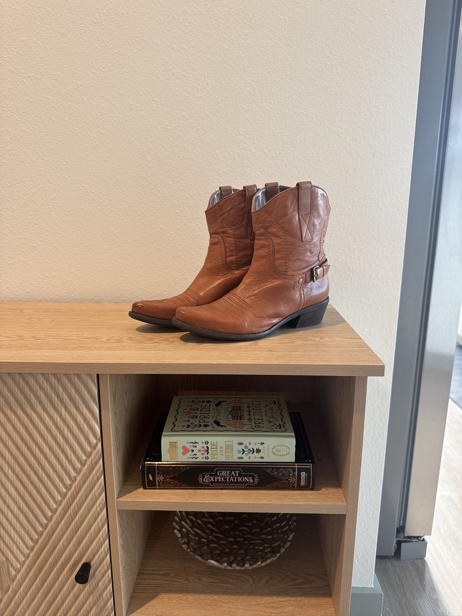 Franco Sarto Tan Cowgirl-Style Ankle Boots