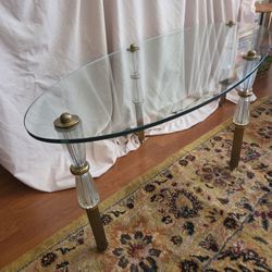 Hollywood Regency Oval Glass Coffee Table