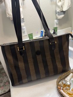 Fendi Pequin Stripe Canvas Tote Bag