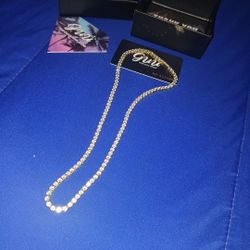 Gold Plated Guu Shop Tennis Chain Real Passes The Dimond Tester Life Time Garenntee 