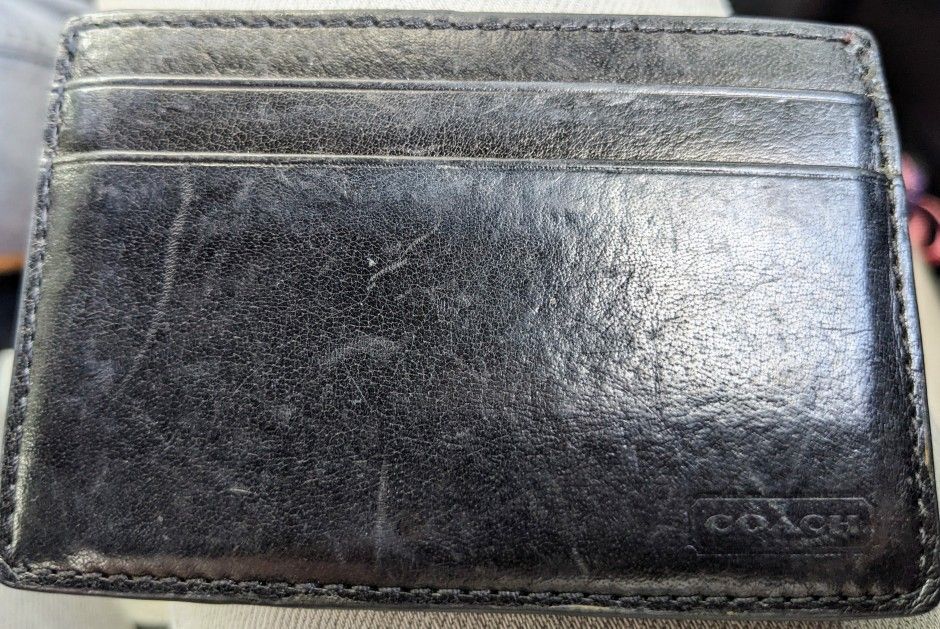 Coach Black Leather Money Clip/Card Holder