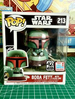 Funko POP! BOBA FETT w Slave One #213 - Star Wars NYCC 2017 - DAMAGED BOX