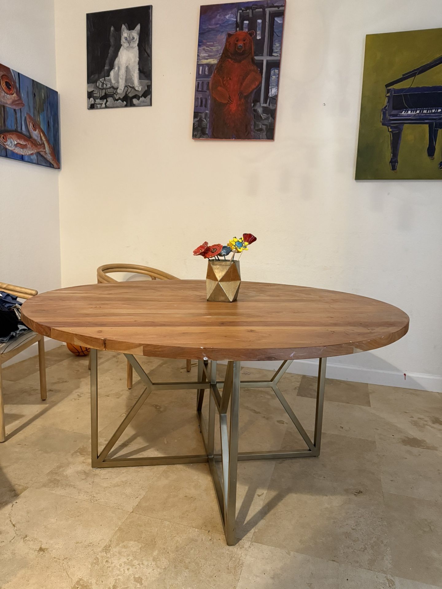 60” Solid Wood Round Dining Table Crate and Barrel