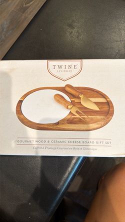 Gourmet Wood & Ceramic Cheese Board Kit