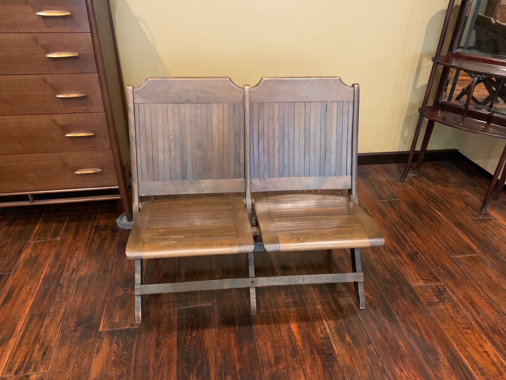 Vintage double slated folding seats