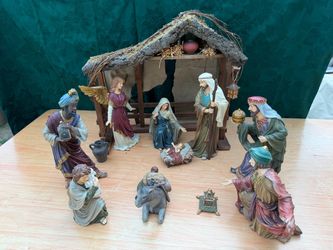 Large Christmas Nativity Scene Set with Stable