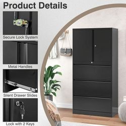 File Cabinets, Metal Filing Cabinet, Lateral Filing Cabinet with 3 Drawers, 65" H File Cabinet for Home Office, Lockable File