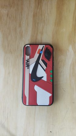 Red/Black Off White Air Jordan1 Shoe Case For iPhone XR Protective Silicone Case.