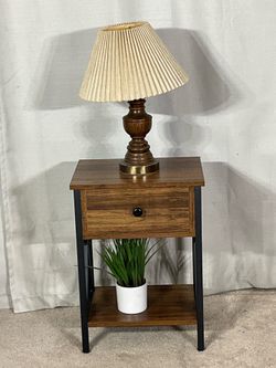 Compact Nightstand / End Table with Lamp READ DESCRIPTION & SEE PICS