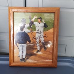 Autographed Jim Leyritz framed picture smoke free pet free home