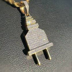 Jewelry 14k Solid Yellow Gold Natural Diamond 0.50CTW Plug 🔌 Connecting Pendant charm