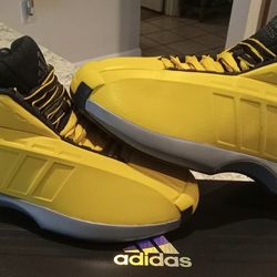 100% AUTHENTIC Adidas CRAZY 1 Originals KOBE "2023" Team Yellow Core Black MAMBA size 9 NEW IN BOX DS $80