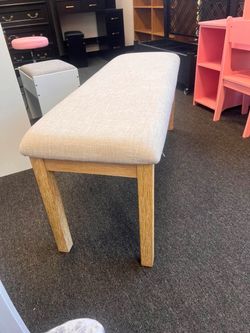 UHOME 45 Inch Dining Bench, Linen Kitchen Natural Wash Wood Ottoman Seat