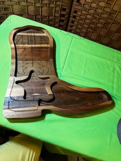 Destination Holiday Cowboy Boot Acacia Wood Serving Tray $25 Cash