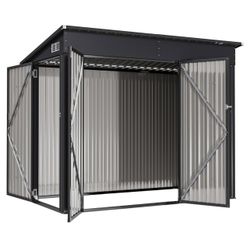 New In Box, 4' x 8' Shed Outdoor Storage Shed with Triple Lockable Door Metal Storage(measurement In The Pictures