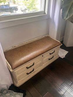 Vintage Storage Bench with Drawers