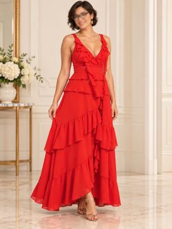 Red Ruffle Maxi Dress 22w