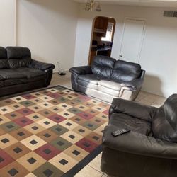 Leather Sofa - 3 Sets