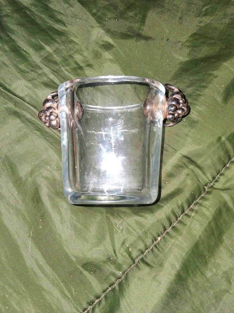 DGH Denmark Silver Crystal Vase Urn Art Deco Dansk Guldsmede Handvaerk Grapes