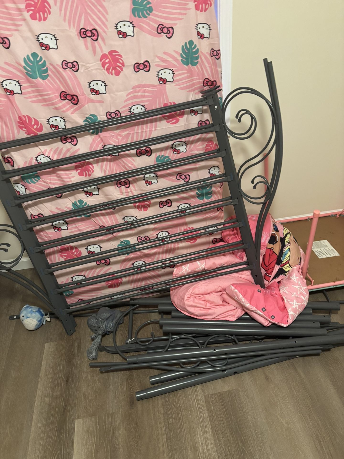Twin Canopy Bed Frame (Grey) For Sale
