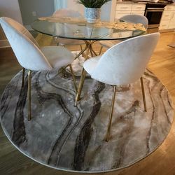 Brandy Upholstered Velvet Chairs with Best Master Gold Round Dining Table