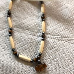 Tiger eye, Hematite Bone Buffalo Choker