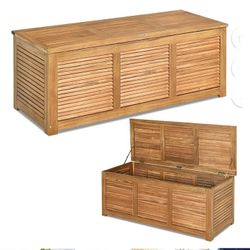 Costway 46 Gallon Deck Storage Acacia Wood Organization Toys Cushions Tools