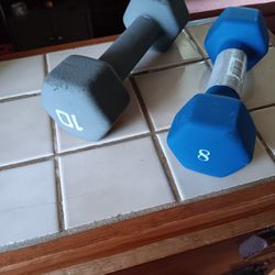 DUMBELLS WEIGHTS 8 & 10 POUNDS 