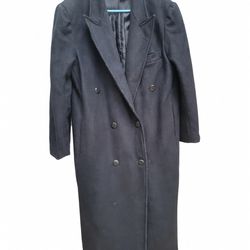 Sizze Large Long 50" Tall. Wool Pea Coats Notched Lapel Double Breasted Warm Jacket Wool Blend Trench Coat Overcoat with Pockets