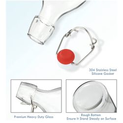 YEBODA 16oz Swing Top Bottles -Glass Beer Bottle with Airtight Rubber Seal Flip Caps for Home Brewing Kombucha,Beverages,Oil,Vinegar,Water,Soda,Kefir 