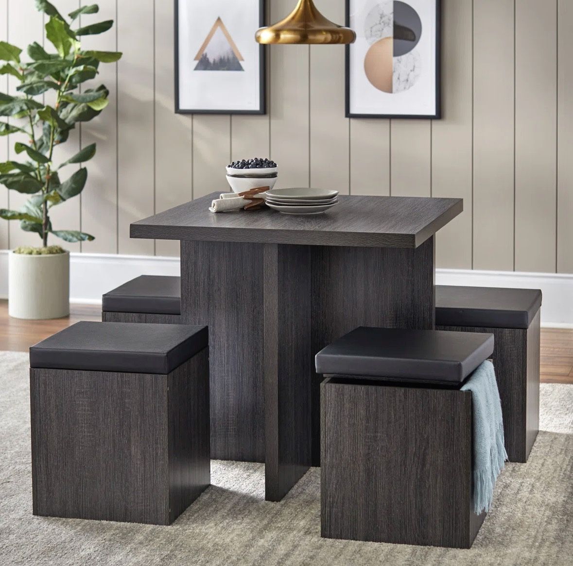 Dinning Table Set 4 Chairs With Storage