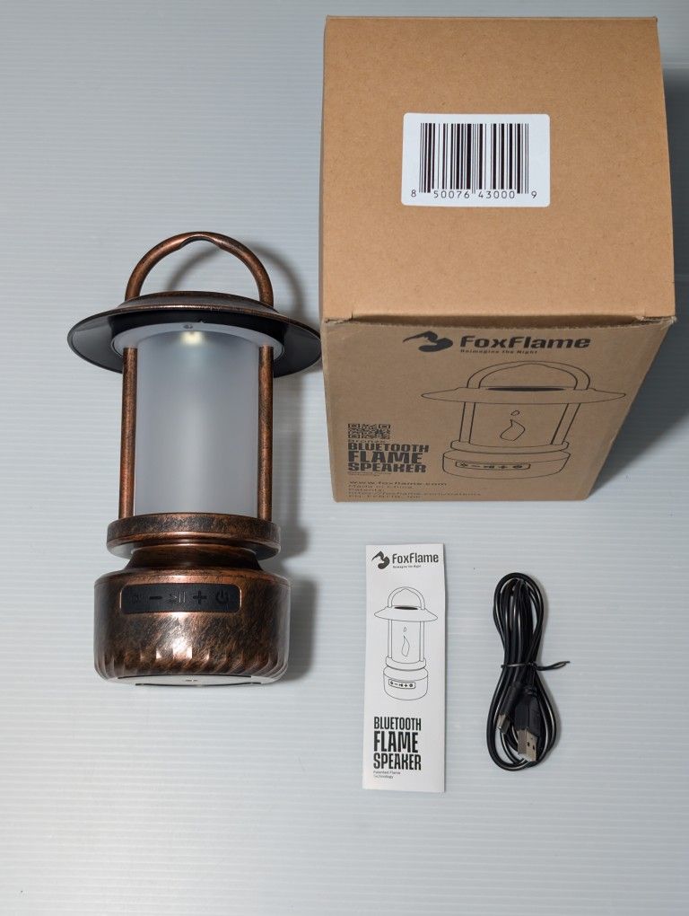 Bluetooth Flame Speaker – FoxFlame Bronze LED Lantern Wireless NIB