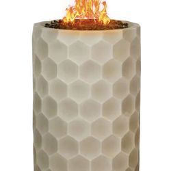 Four Seasons Courtyard Outdoor Gas Fire Pit with Honeycomb Stone Pattern-18”H, 12”D