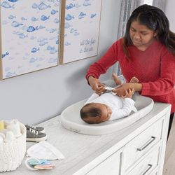 Evolur Eva Baby Changing Pad in Ligt Gray, Soft and Breathable, Lightweight and Portable Changing Pad, Fits All Changing Table, Waterproof Firm Paddin