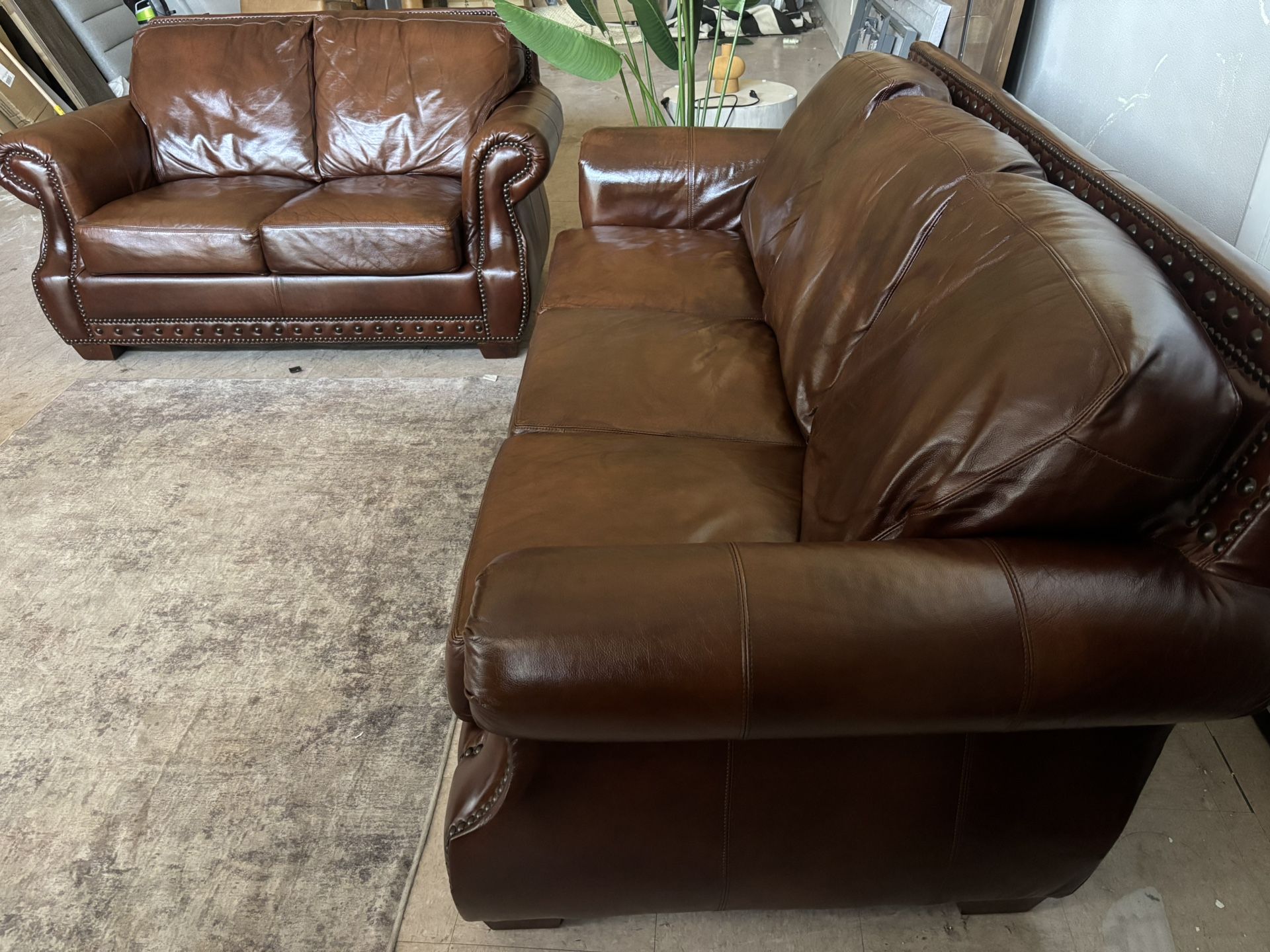 GENUINE LEATHER COUCH AND LOVE SEAT SET, DELIVERY INCLUDED