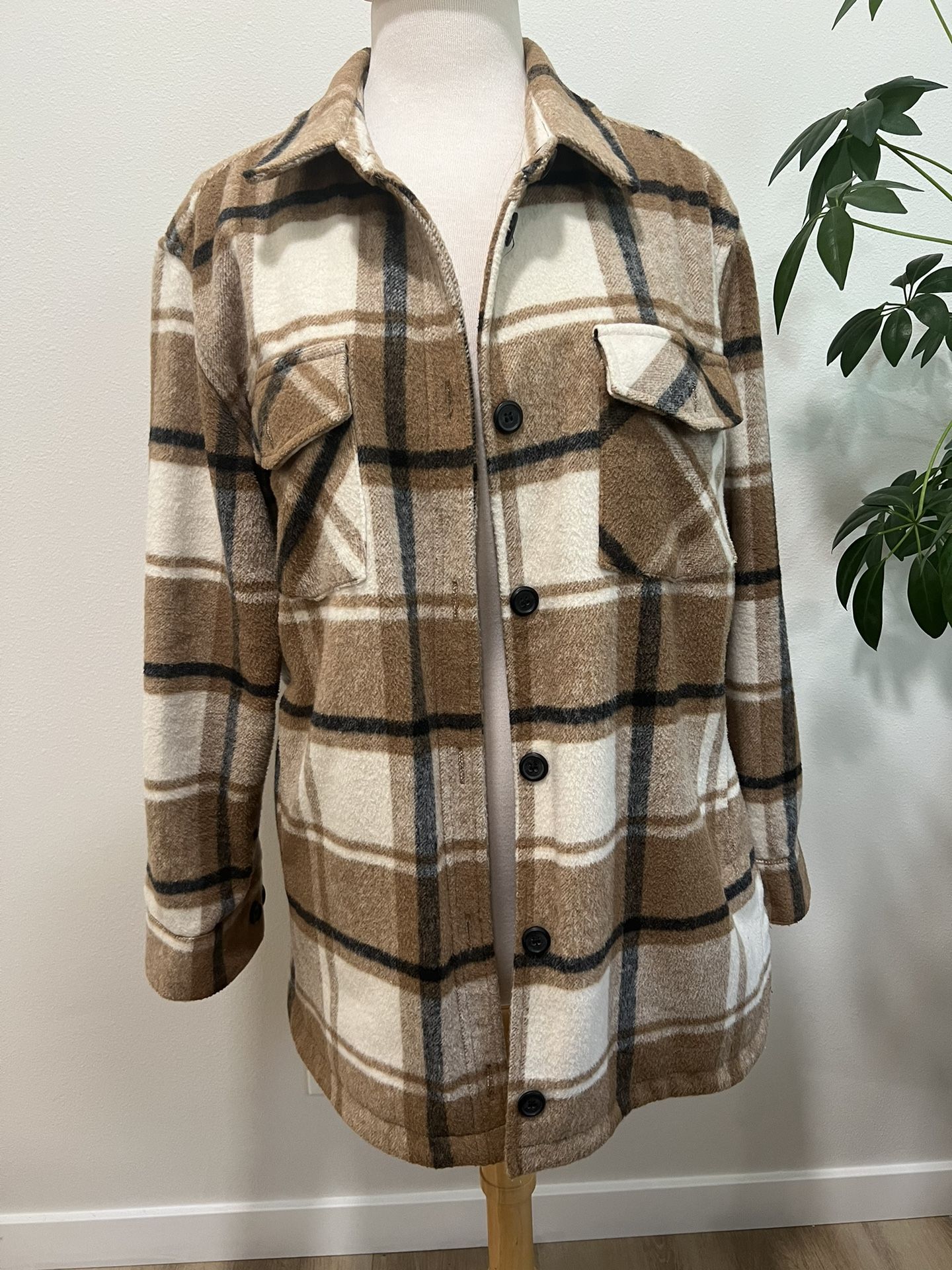 BROWN PLAID SHACKET