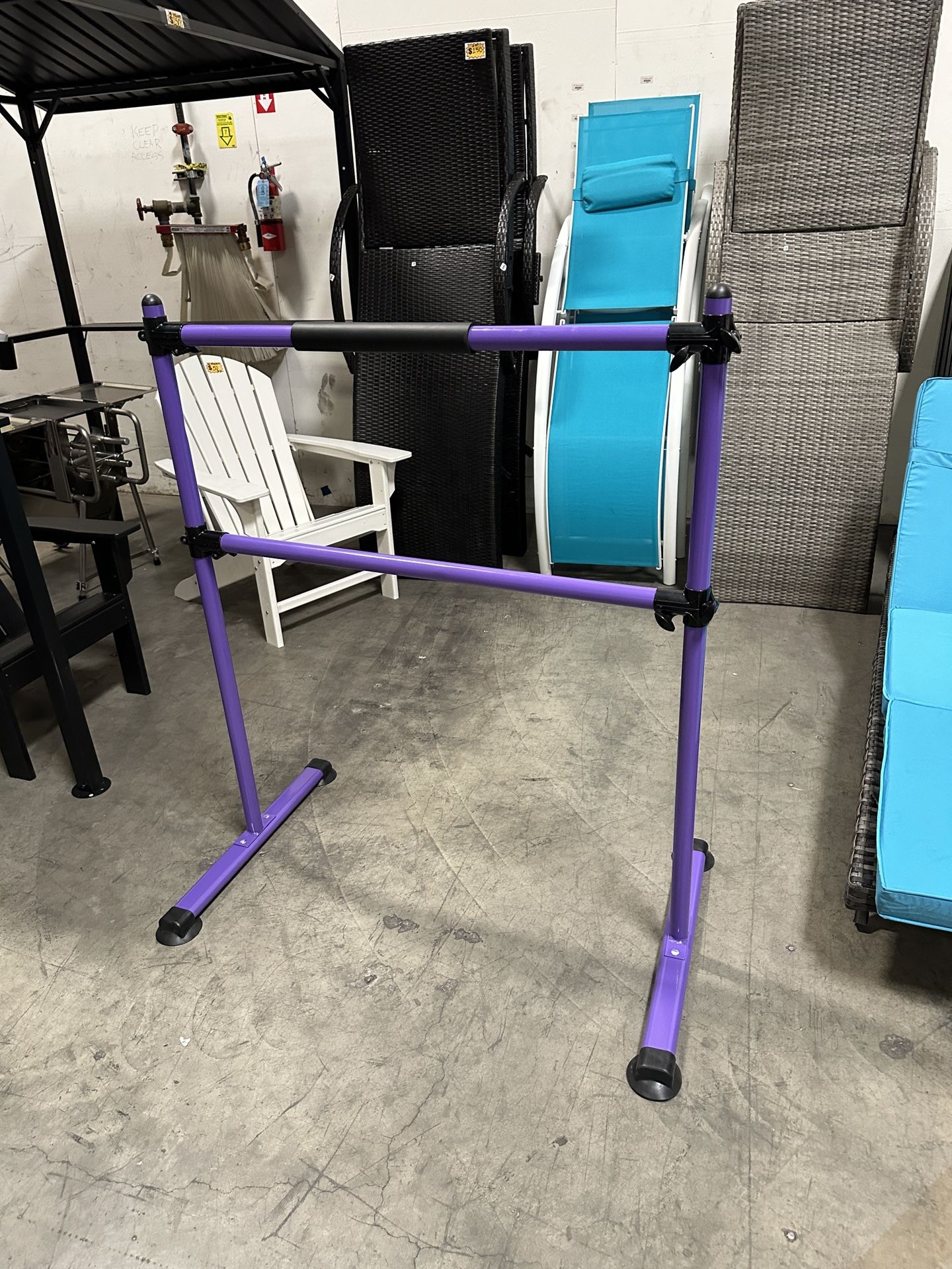 $35.00!! New Adjustable Double Ballet Barre Stretching Bar Free Standing Home Dancing Gymnatics