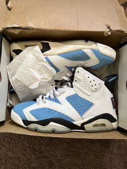 Air Jordan 6 UNC University Blue Sneakers Size 7Youth 8 Wemon