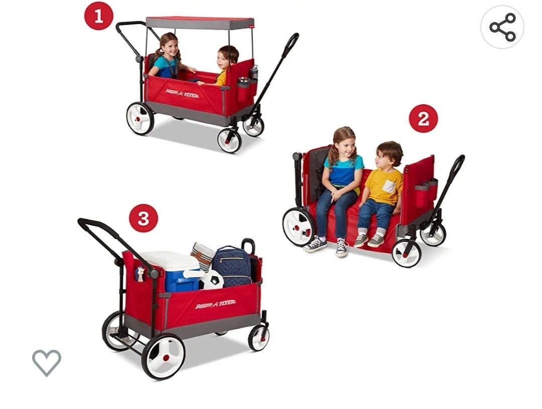 Radio Flyer Convertible Stroll 'N Wagon, Red