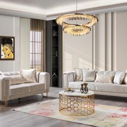 Santana Ivory Velvet Sofa 89" & Loveseat 69"