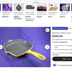 Rare Find Le Creuset Grilling Pan  Yellow